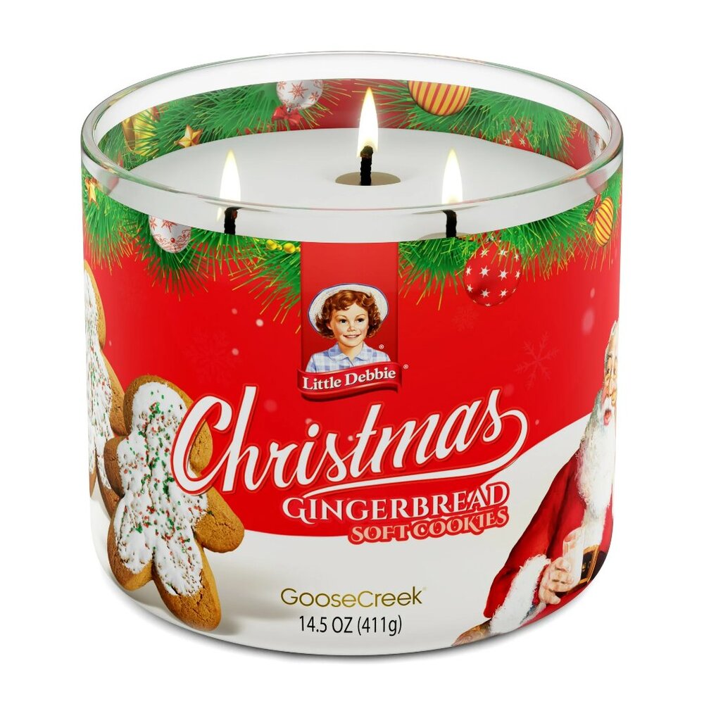 Goose Creek 3-Wick Little Debbie Christmas Gingerbread Cookies Scented Jar Candl